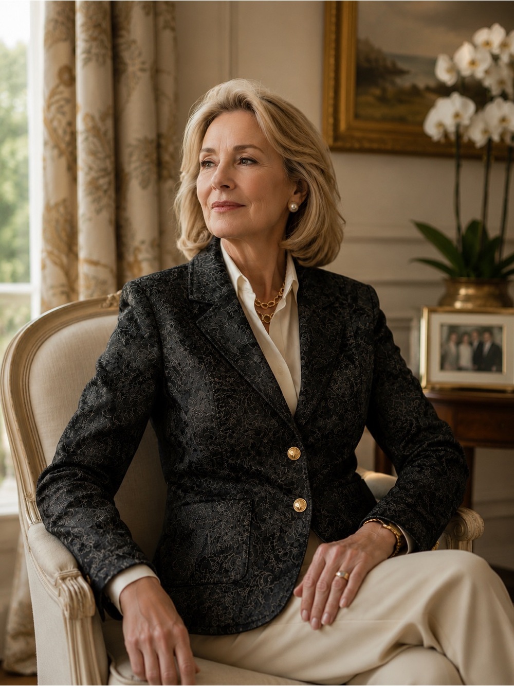 St. John Sport Jacquard Floral Blazer Jacket | SMALL